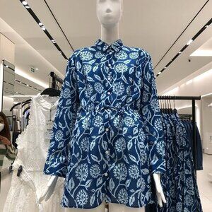 Zara Printed Short Dress Raw Size S 6895 064 400